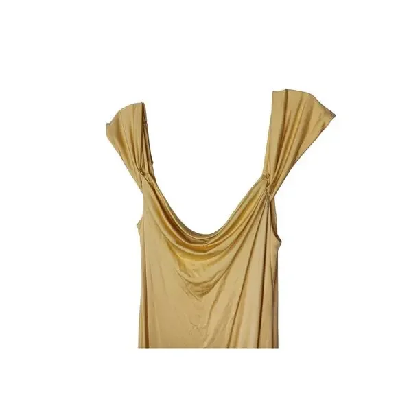 New Lauren Ralph Lauren Gold Yellow Cowl Neck Gown Dress 14 Formal Evening